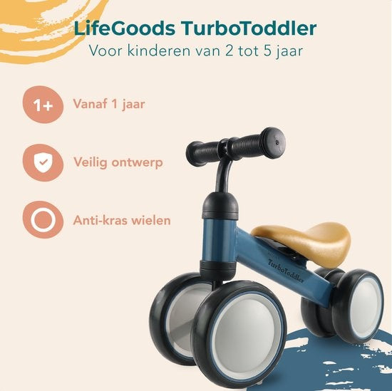 LifeGoods TurboToddler Balance Bike - Spielzeug ab 1 Jahr - Kinder Roller - Marine Blau