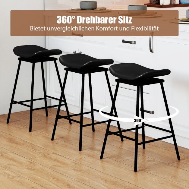 Coast Drehbare Barhocker – 2er-Set – 43 x 45 x 71,5 cm – Braun und Schwarz