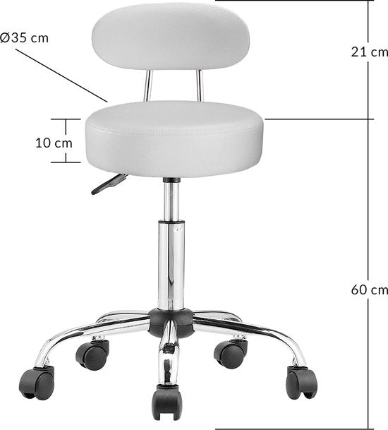 Casaria Drehhocker mit Rückenlehne - 360°/höhenverstellbar - Weiß