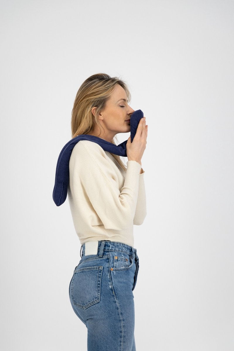 O'DADDYÂ¬Ã† Pitsack microwave - Pitsack - Kirschkernkissen - mit Lavendelduft - für Rücken und Nacken - Heizkissen XXL - 14 x 68 cm - Wärmekissen blau