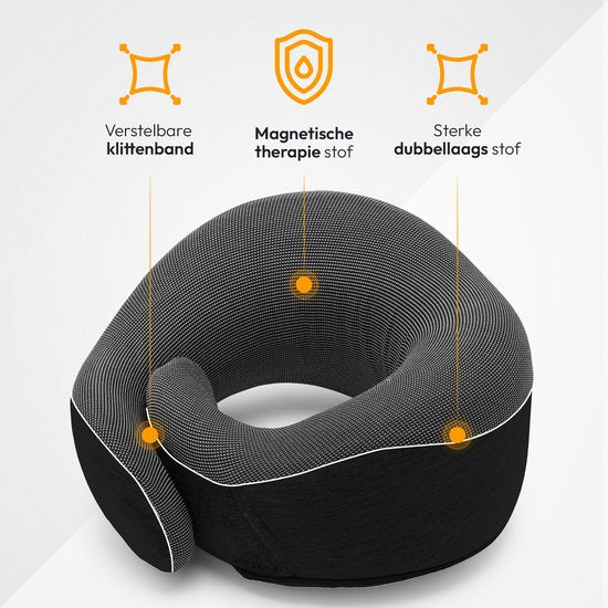 NOHRD Aircraft Neck Pillow - Reisekissen - Schwarz - Memory Foam - Inkl. Ohrstöpsel, Schlafmaske & Tragetasche - Memory Foam - Nackenstütze
