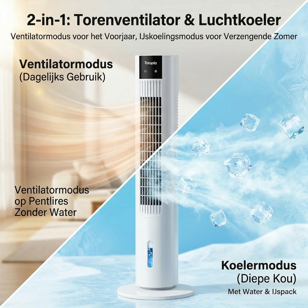Totopia Wasserkühlender Turmventilator – 70°-Oszillation