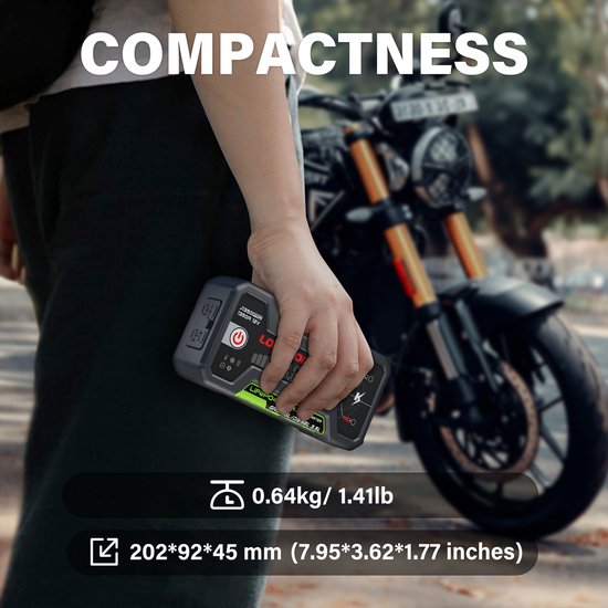 Lokithor Jumpstarter J1350 PRO – 12 V, 1350 A, LiFePO4 – Powerbank 30 W – Für PKW, Benziner bis 6,5 l und Diesel bis 3,5 l – LED-Taschenlampe