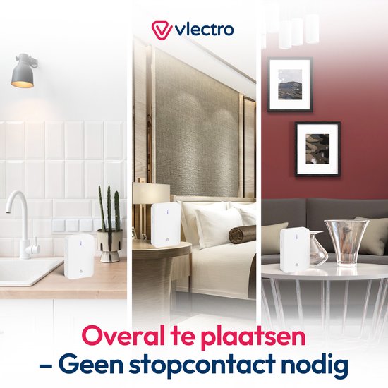 Vlectro - Drahtlose Türklingel mit 2 Empfängern - Weiß - Türklingel mit 2 Empfängern