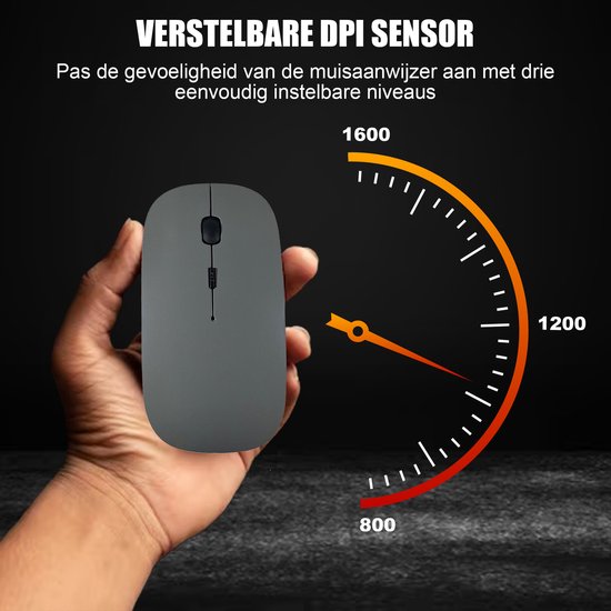 K&L Kabellose Maus - Kabellose Bluetooth Maus Laptop - Geräuschlos - Wiederaufladbar - Grau