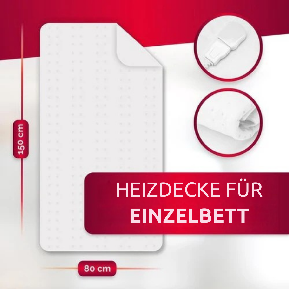 alpina Electric Blanket - Wärmedecke - 3 Stufen - waschbar - 1-Person - 150x80cm