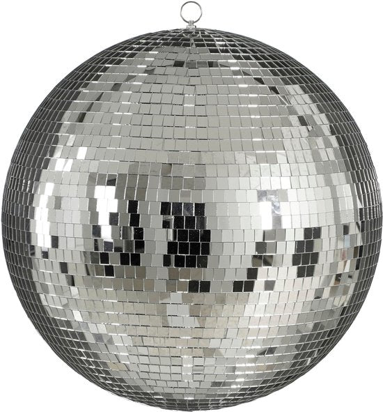 Mica Decorations Discobal Weihnachtskugel – Weihnachtskugeln für eine stimmungsvolle Weihnachtsdekoration zu Hause – Weihnachtsbaumschmuck mit Spiegelglanz-Effekt – Ø 50 cm – Silber – Vormontiert