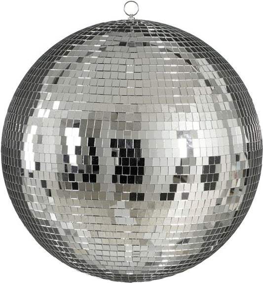 Mica Decorations Discobal Weihnachtskugel – Weihnachtskugeln für eine stimmungsvolle Weihnachtsdekoration zu Hause – Weihnachtsbaumschmuck mit Spiegelglanz-Effekt – Ø 50 cm – Silber – Vormontiert