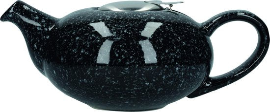 Teekanne, mit Sieb, Keramik, schwarz, gesprenkelt, 0,9 L - London Pottery | Pebble