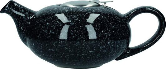 Teekanne, mit Sieb, Keramik, schwarz, gesprenkelt, 0,9 L - London Pottery | Pebble