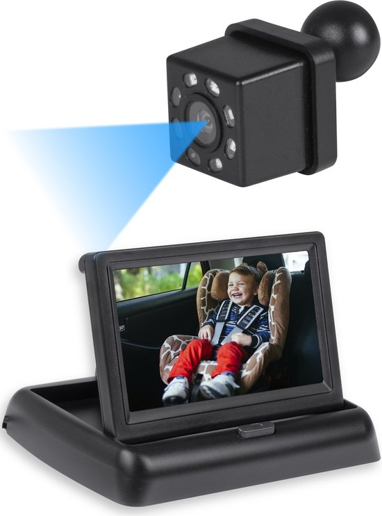 Nuvance - Babykamera - rutschfest und verstellbar - inklusive 4,5 Zoll Monitor - Schwarz