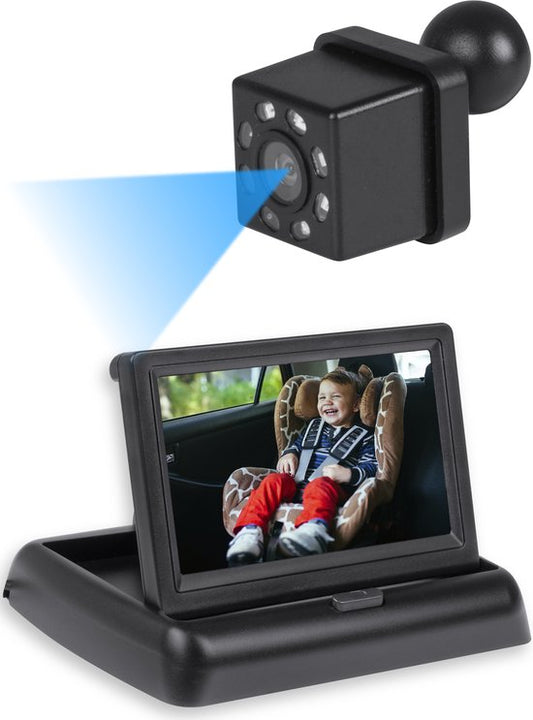 Nuvance - Babykamera - rutschfest und verstellbar - inklusive 4,5 Zoll Monitor - Schwarz