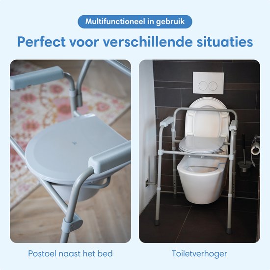 Safe Age® Toilettenstuhl 3-in-1 - faltbar & höhenverstellbar - Toilettenerhöhung & Poststuhl mit Eimer - bis 160 kg - für Senioren & Rekonvaleszenten - po Stuhl - Toilettenstuhl