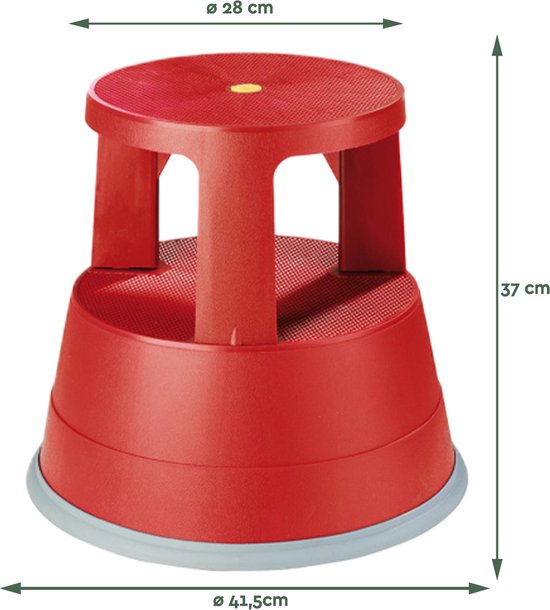 BRASQ Tritthocker Rot ST200 - Mobil - Kapazität 150 kg - Tritthocker - Tritthocker Erwachsene - Elefantenfuß