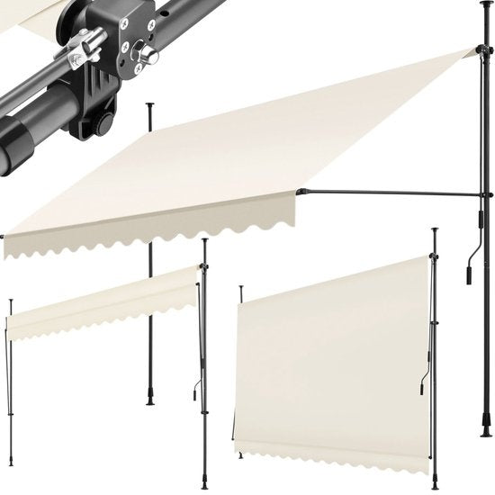 tectake - Klemmmarkise - Sonnenschirm - Markise - Verstellbar - Klemmmarkise - Sonnenschirm Balkon - 350 x 180 cm - beige - Markise - 404966