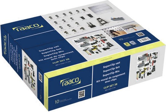 Raaco Super Clip Set - Werkzeugwand aus Stahl - Aufbewahrungssystem - 46-teilig - 104 x 88 x 1,1 cm