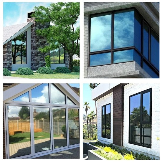 Homewell Sunproof HR Fensterfolie 90x300cm - Statische Isolierfolie mit Spiegeleffekt - Silber (inkl. Rakel)