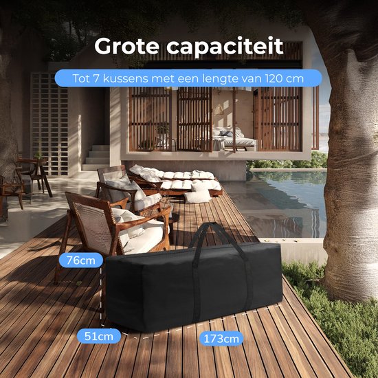Kissensack für Gartenkissen XXL - Gartenmöbelhülle - Gartenmöbel-Aufbewahrungshülle - Wasserdichte Schutzhülle - Abdeckungen für Gartenmöbel - UV-Schutz - Wetterfest - Schwarz