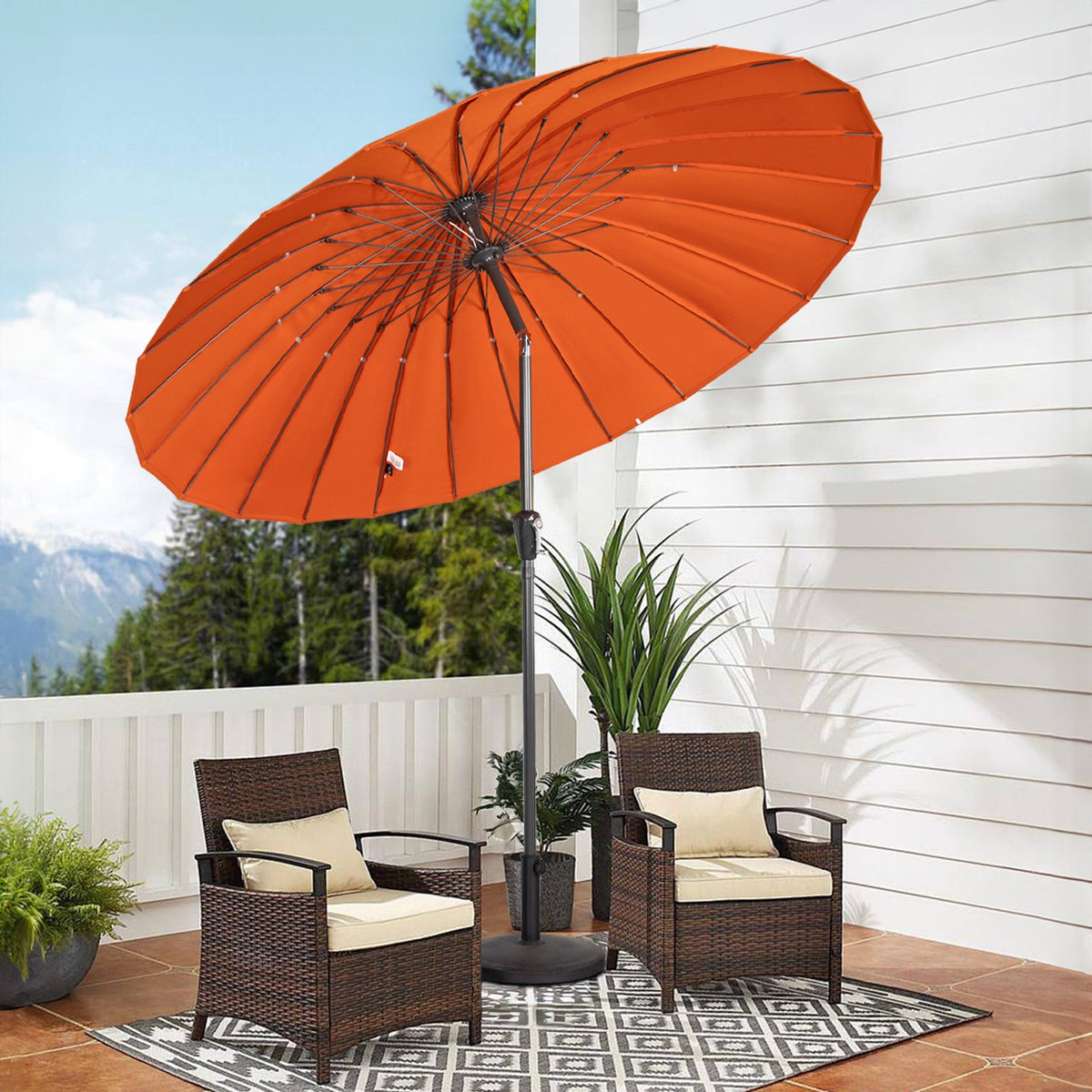 Angel Living Sonnenschirm – 250 cm – UV50+ – Neigbar – Mit Kurbel und Schutzhülle – Terrakotta