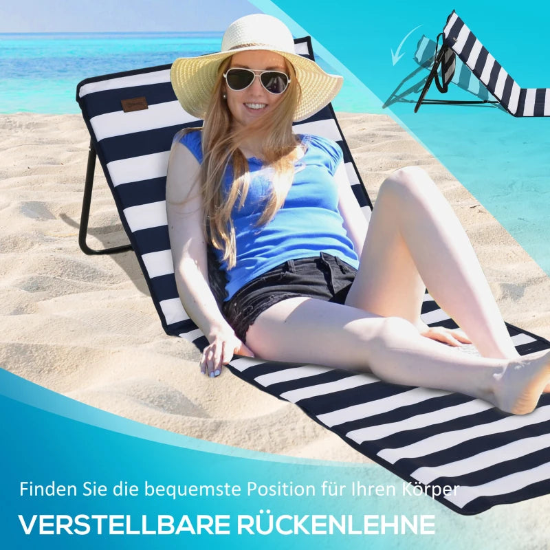 Outsunny Strandliege - faltbar & verstellbar - 142 x 51 x 40cm - Schwarz/Weiß