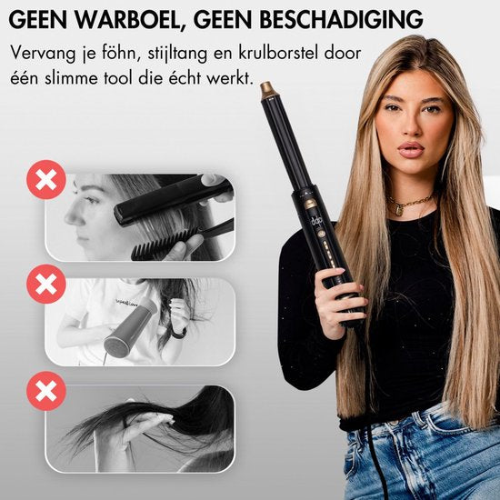 Sansbeauté® 9-in-1 Airstyler mit Diffusor - Multistyler - Haartrocknerbürste Kurzes Haar - Lockenstab - Haarstyler - Haartrockner - Wärmebürste - Lockenbürste - Lockenstab - Haarglätter - Stylingbürste - 5 in 1 Hairstyler