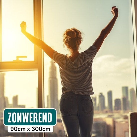 Homewell Isolierende Fensterfolie 90x300cm - UV-Schutz - Sonnenschutz & Selbstklebend- Schwarz Tönung 39% - HR+