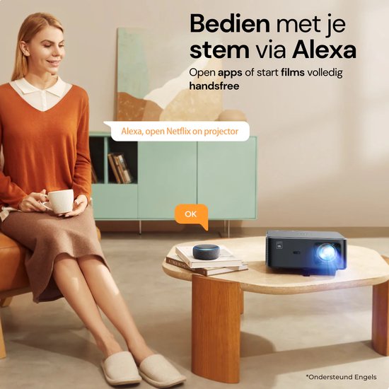 Yaber K2S Beamer – Projektor mit Dolby Audio und JBL 2.0-Lautsprechern – 800 ANSI-Lumen, 1080p Full HD – Android TV (über 7000 Apps) – Wi-Fi 6/Bluetooth – Tragbares Heimkino – Schwarz