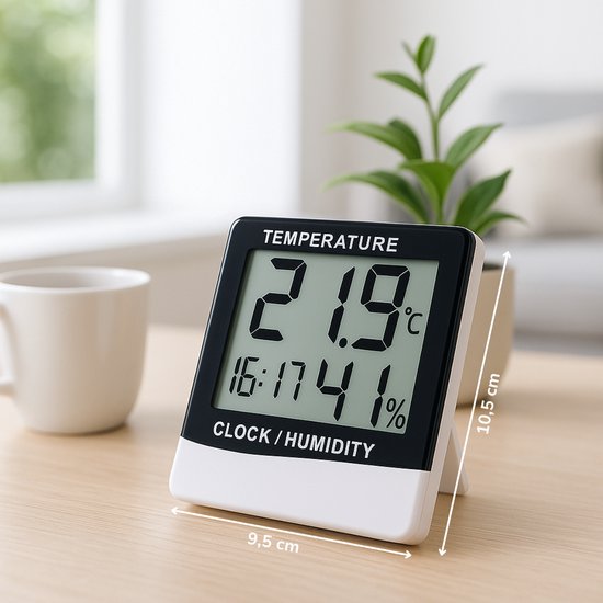 Grundig Wetterstation Digital - Innen- und Außenthermometer mit Hygrometer - Innen- und Außenwetterstation mit Uhr und Alarm - LCD-Display - 9,5 x 10,5 x 2 cm - Weiß/Schwarz