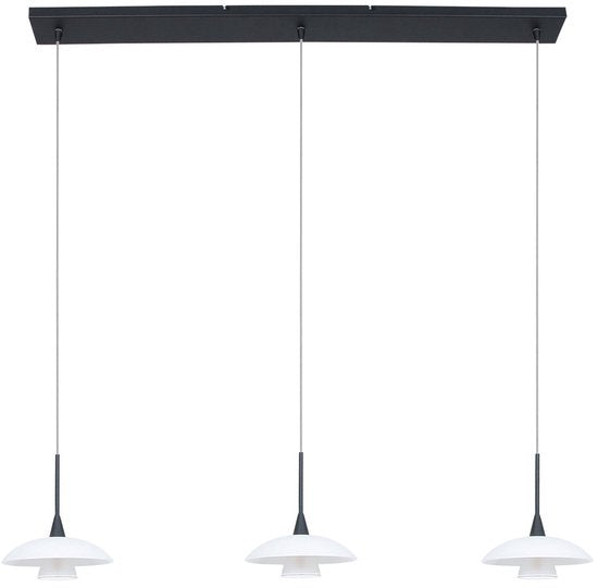 Hängeleuchte „Tallerken“ 2654ZW Schwarz – Modern, höhenverstellbar, Material: Glas und Metall, für den Innenbereich, Steinhauer