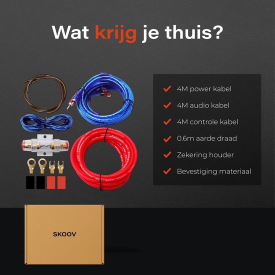 Subwoofer-Kabelsatz – Kompletter Audio-Kabelsatz – Geeignet für Auto-Soundsysteme – Skoov