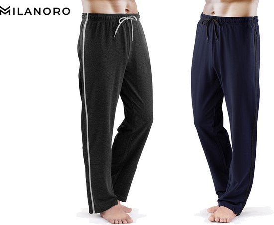 Milanoro - 2er-Set sportliche, bequeme Herren-Sweatpants - Marineblau/Anthrazit - S