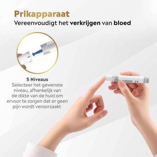 MostEssential Premium Blutzuckermessgerät Starter Kit - Blutzuckermessgerät - Diabetes Messgerät - Alles in einem Set - Inklusive Aufbewahrungstasche, Stechhilfe, 10 Teststreifen & 10 Lanzetten