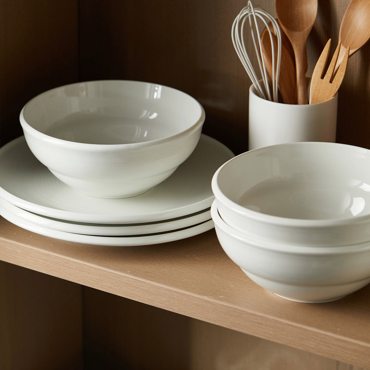 Jiwoo ZEN Suppentassen, 6er-Set – 20 cm (8 Zoll) – Weiß