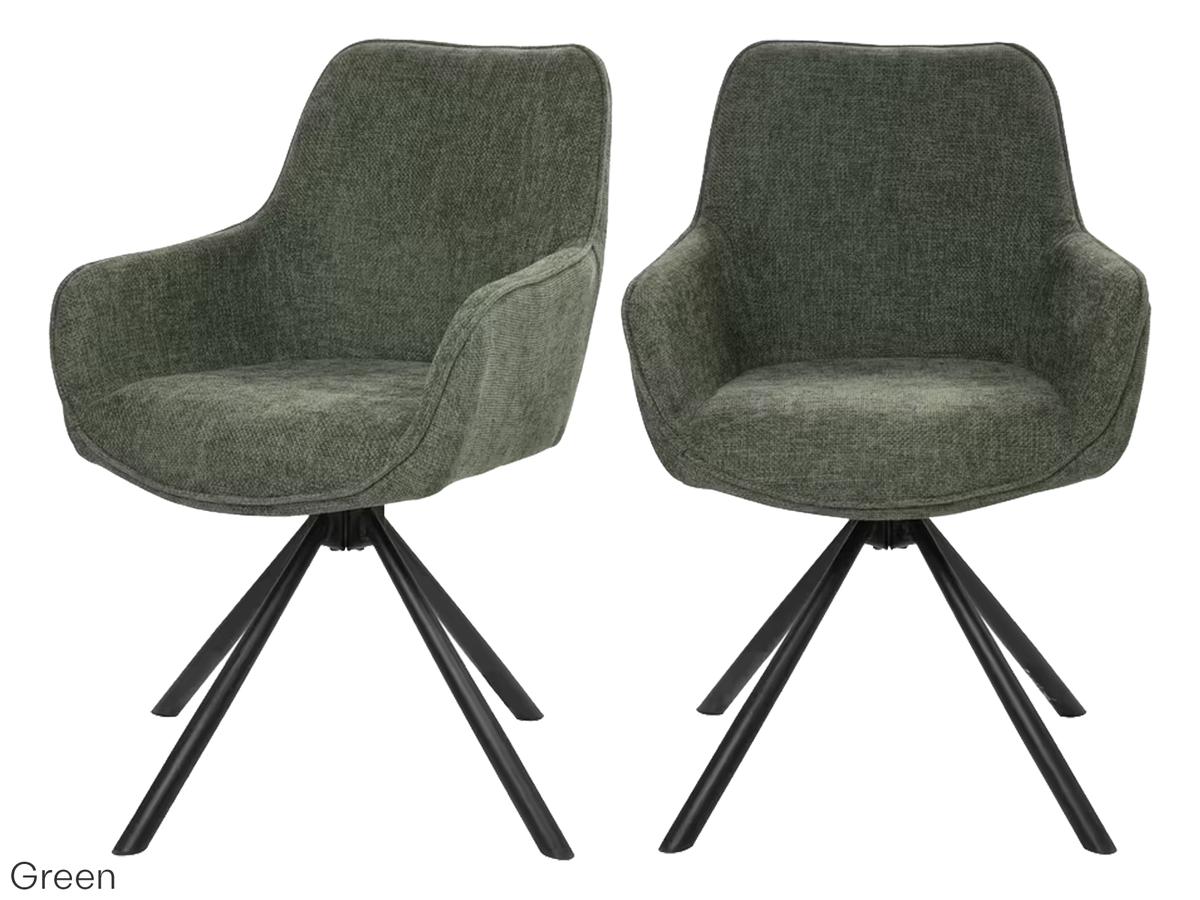 Dutchbone Oliver Drehbarer Esszimmerstuhl – Terra-Stoff – Duo-Set