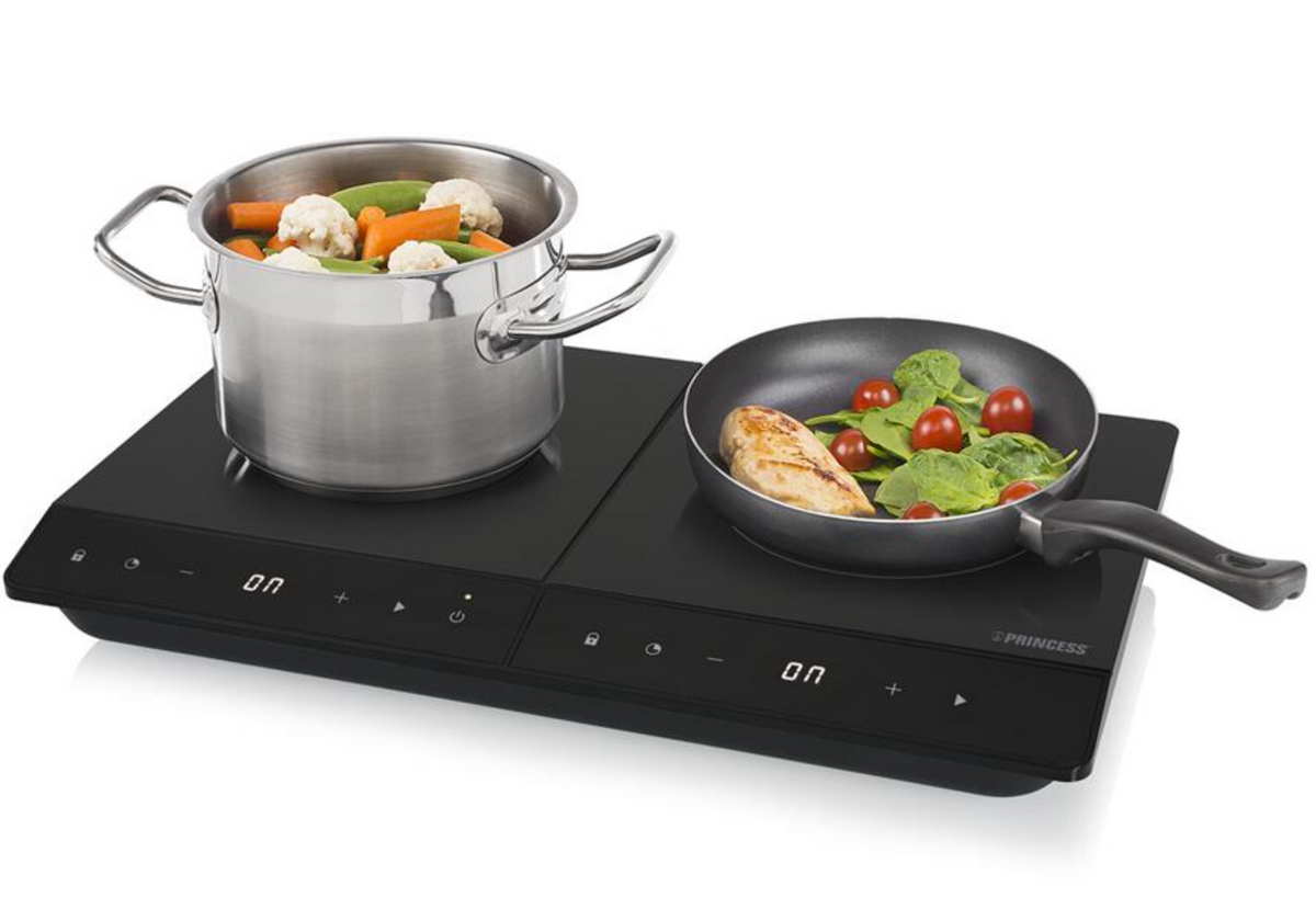 Princess 303031 Doppel-Induktionskochfeld – 3500 W – Digitalanzeige – Kochzone 19 cm – Schwarz