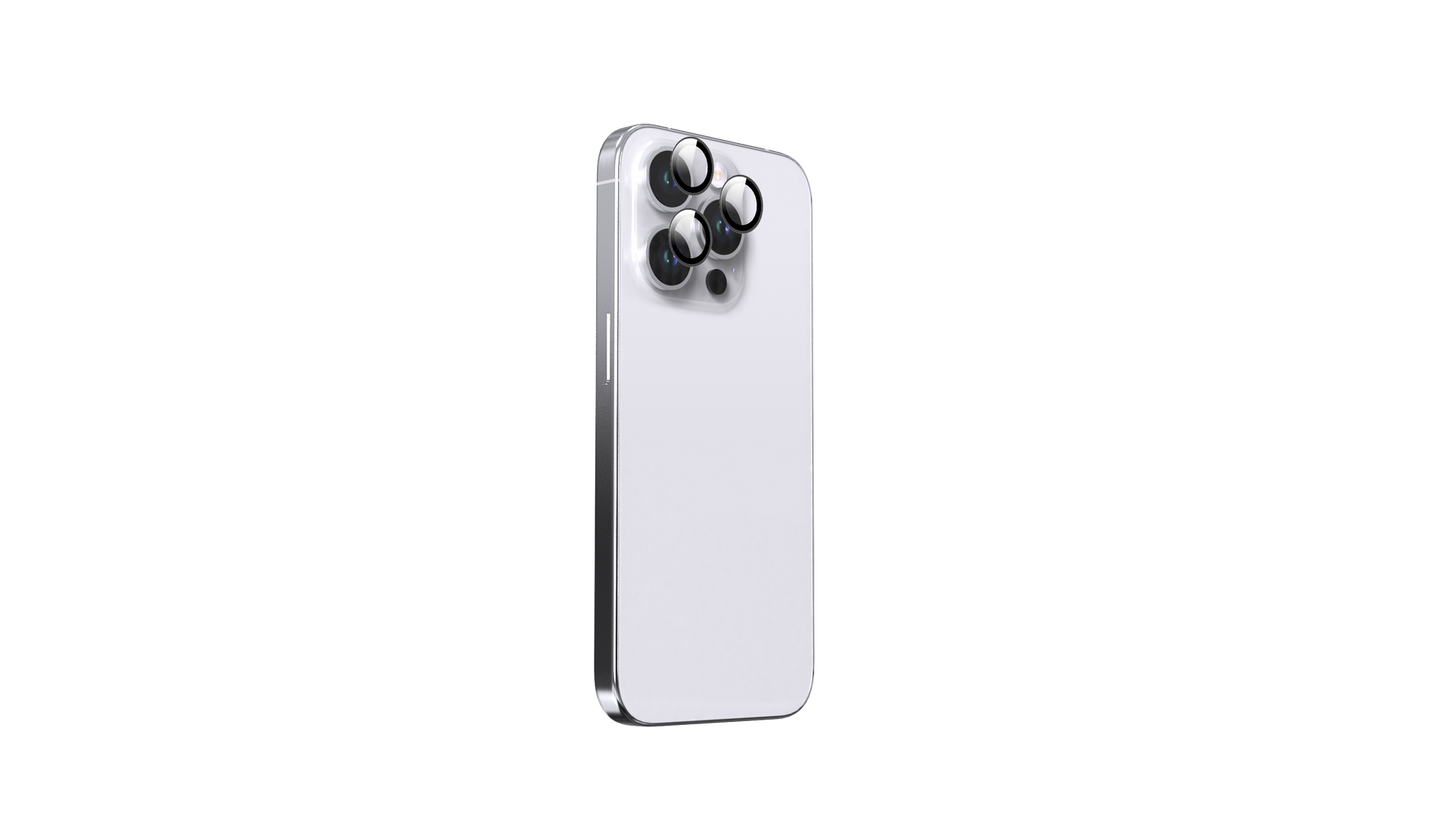 BeHello - Schutz für das Kameraobjektiv - Geeignet für iPhone 15 Pro und 15 Pro Max und 14 Pro und 14 Pro Max - Mit individuellem Objektivschutz und Aluminiumrahmen - Für Apple iPhone - Schwarzes Aluminium und transparentes Glas