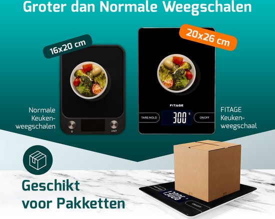 FITAGE Küchenwaage - Küchenwaage - Groß und bis zu 15KG - Präzisionswaage - Digital