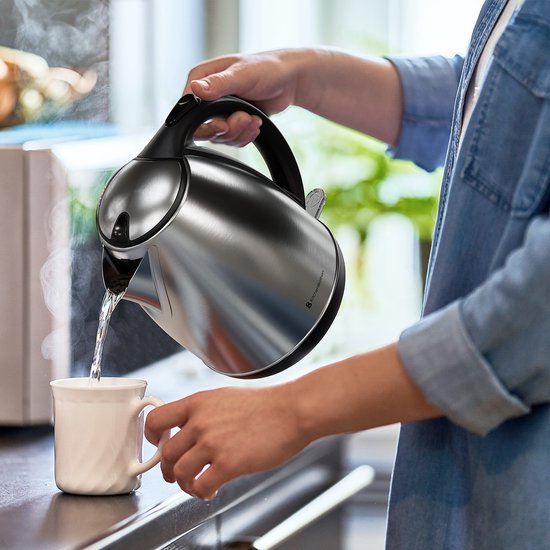 KitchenBrothers Wasserkocher - Elektrisch - 1.7L - Mit Kalkfilter - Edelstahl