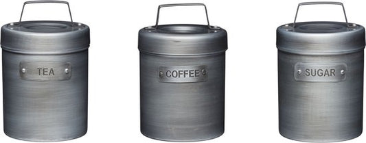 Kitchencraft Vorratsdosen Tee/Kaffee/Zucker 17 cm Edelstahl Silber