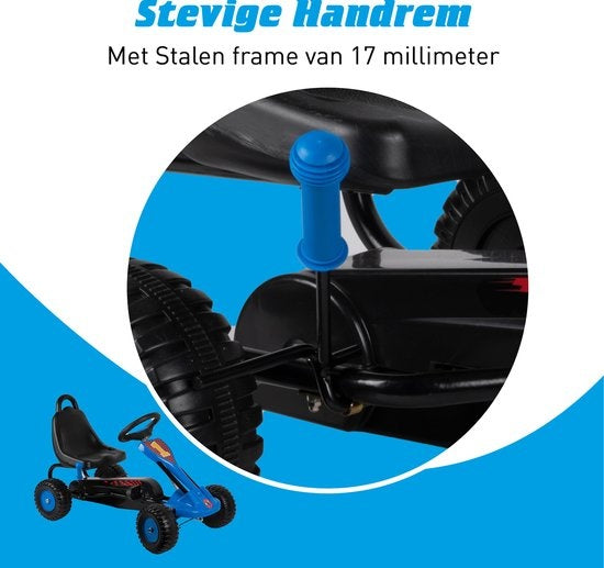 Gokart - Stahl - Einstellbar - Handbremse - Max 35 Kilo - 3-4 Jahre - Blau/Schwarz