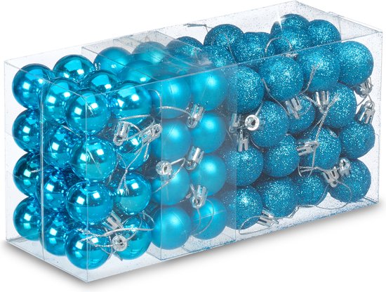 Weihnachtskugeln Set 96 Stück - Kunststoff - 3 cm - matt - glänzend - glitzernd - petrol