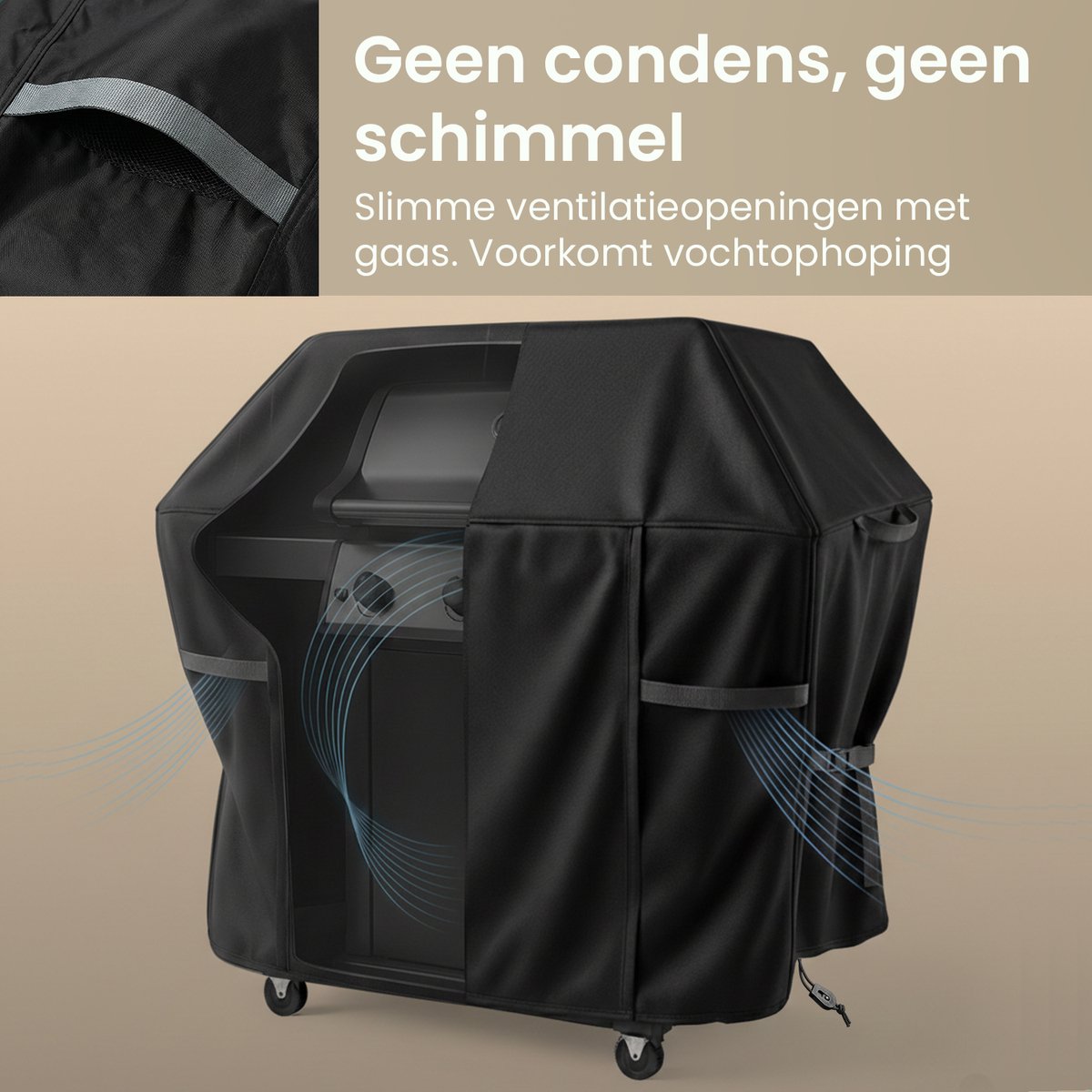 Duna BBQ-Schutzhülle, wasserdicht – Schwarz – 130 x 70 x 120 cm – Oxford 420D, UV-beständig