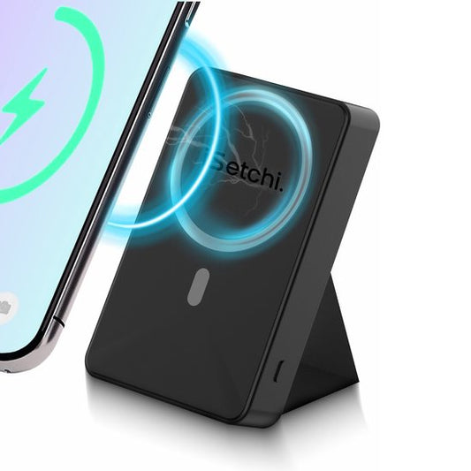 iSetchi MagSafe powerbank 12000 mAh - Kleine Größe - Magnetisch & kabellos - Externer Akku - Tragbares Ladegerät - Notfallpaket - Geeignet für Apple iPhone 12/13/14/15/16 - Schwarz