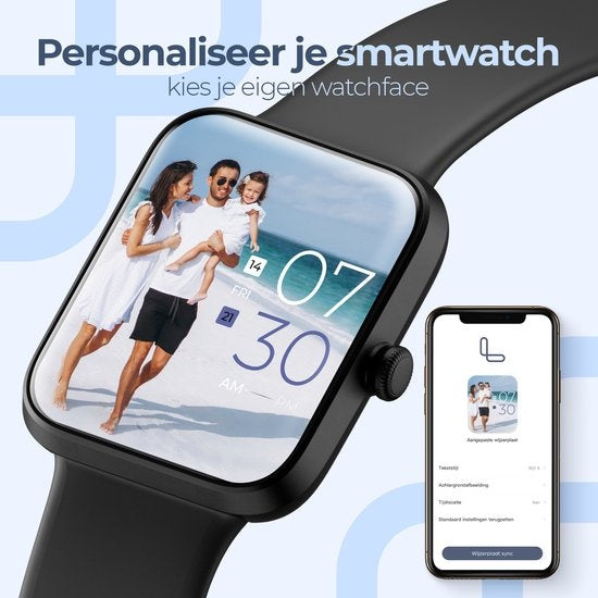 Lunis - Smartwatch - Apple & Android - Touchscreen - Unisex- Schwarz