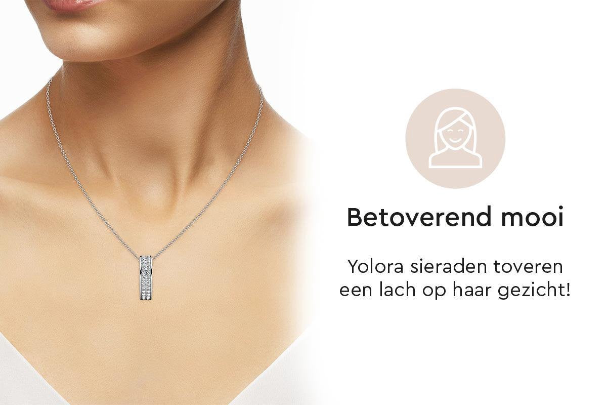 Yolora Damen-Halskette mit Anhänger - Kalpa Camaka Kristalle - Silber - 18K Weißgold vergoldet - Damen-Halskette Silber - Schmuck - Halskette - Luxuriöse Geschenkbox - Geschenkbox - Exklusive Geschenkbox - Schöne Geschenkverpackung