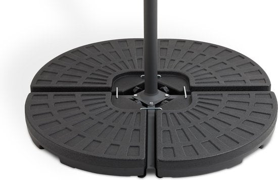 LIFA GARDEN Befüllbare Beschwerungsplatten - Sockel für Hängesonnenschirm in schwarz - Befüllbar mit Sand oder Wasser bis zu 50 kg - Wetterfest - 100 x 100 x 8 cm