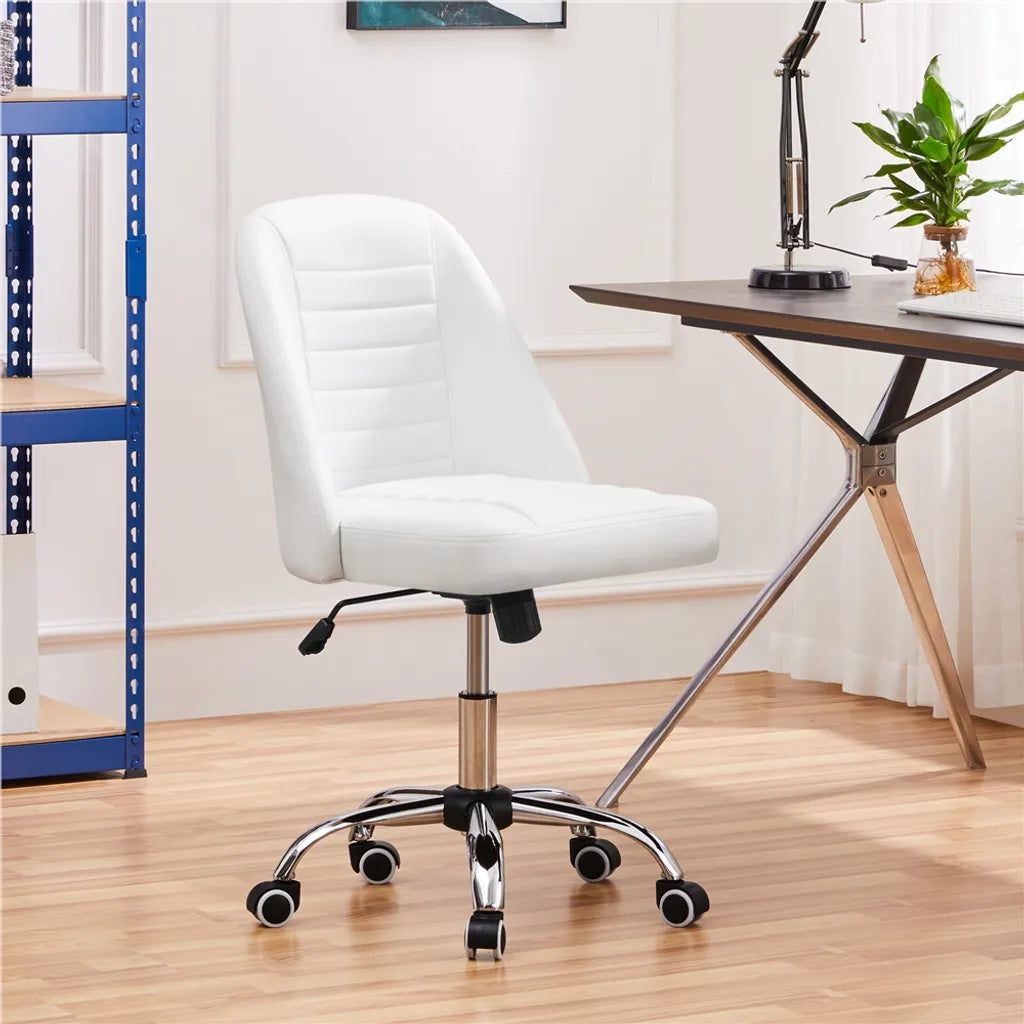 Yaheetech Bürostuhl, weiß, ergonomisch, gepolstert