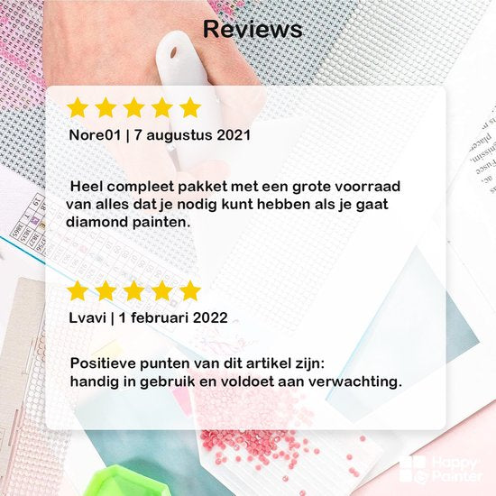 Happy Painter - Diamant-Malzubehör Erwachsene - Set 48-teilig - mit Walze 28 Fächer - Aufbewahrungsbox und Stift - Sortierbox - Perlenbox