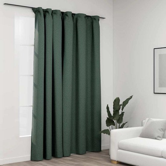vidaXL – Vorhang – Leinenoptik – verdunkelnd – mit Haken – 290 x 245 cm – grün