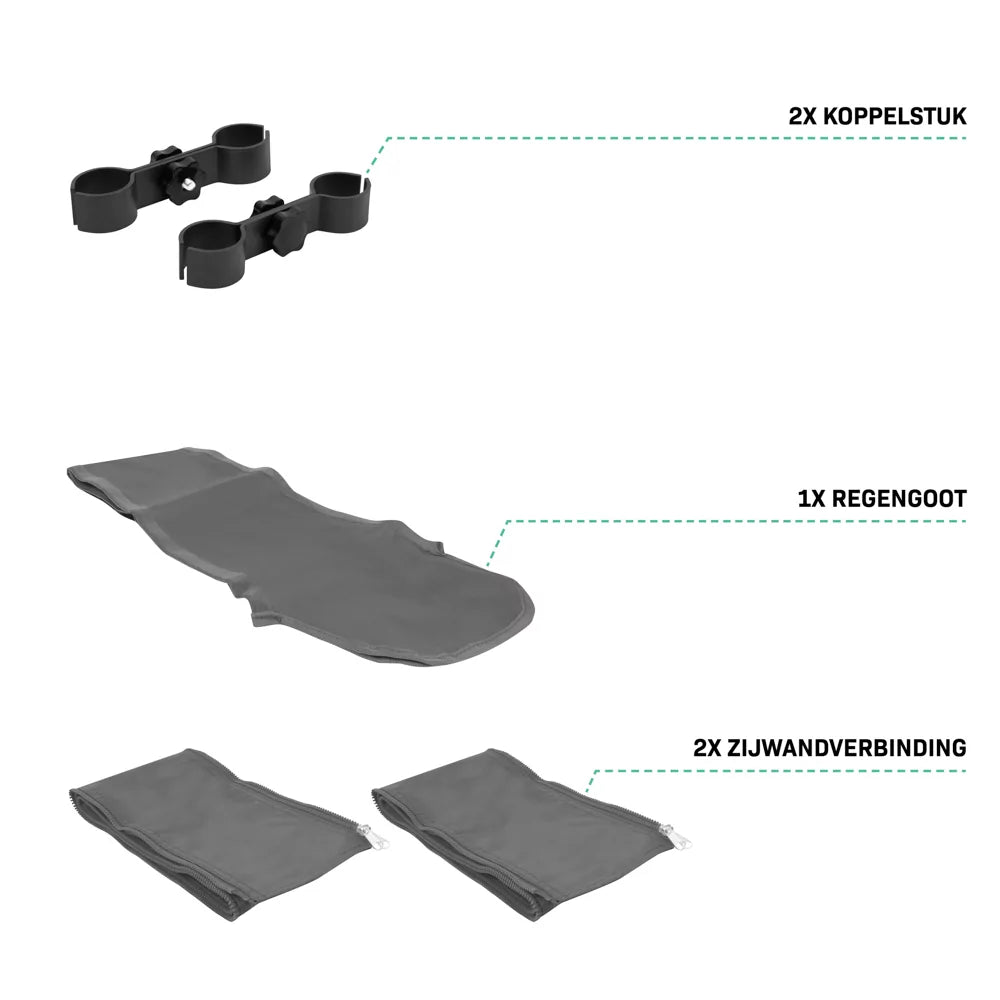 VONROC Verbindungssystem für Premium-Partyzelt 3 x 4,5 m – Regenrinne/Seitenwandverbinder – Grau